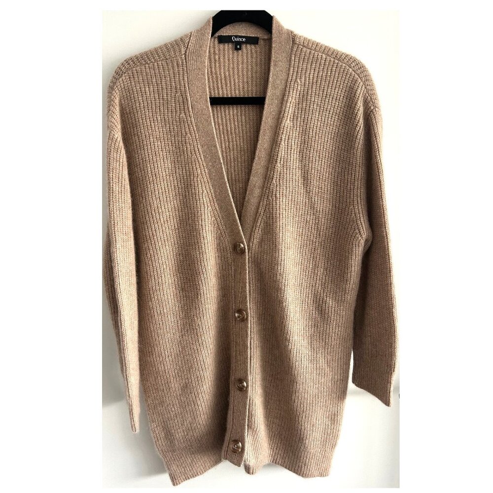 Quince - Mongolian Cashmere Fisherman Boxy Cropped Cardigan Sweater Sz S - Picture 4 of 10